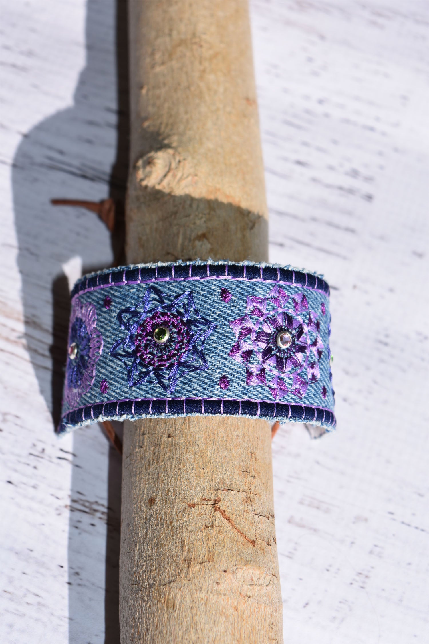 Healing Purple Embroidered Fabric Bracelet - Western Border and Co