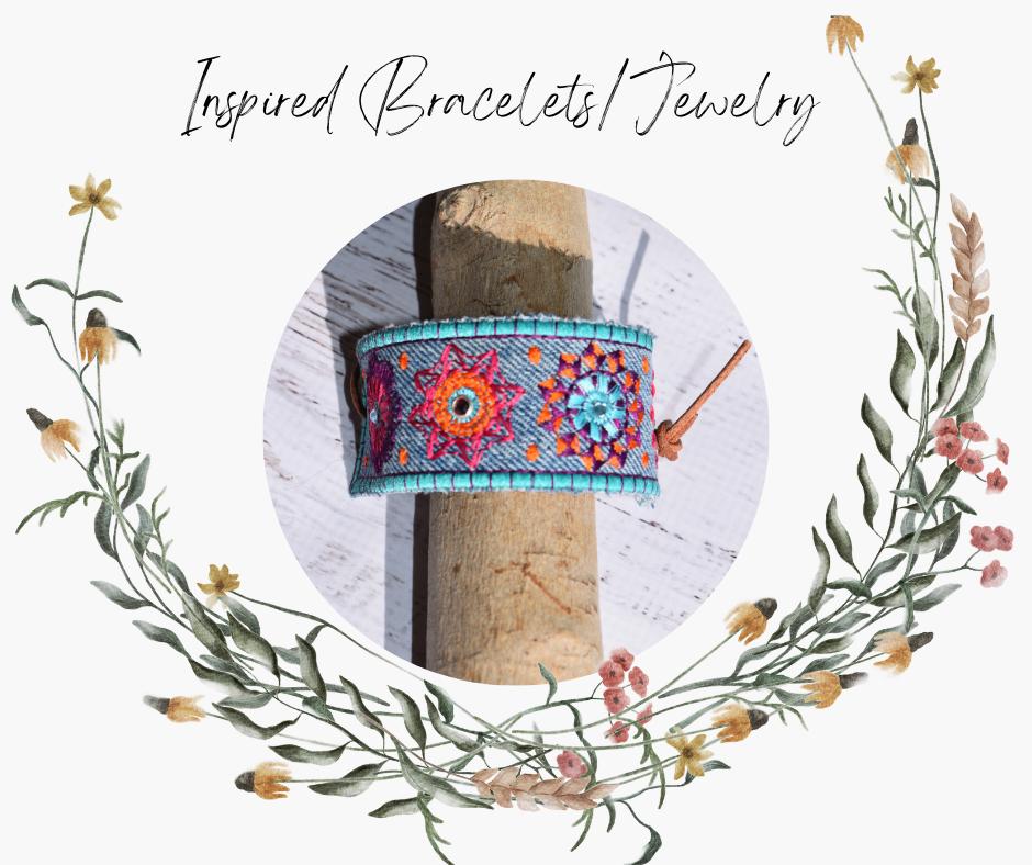 Inspired embroidered fabric bracelets