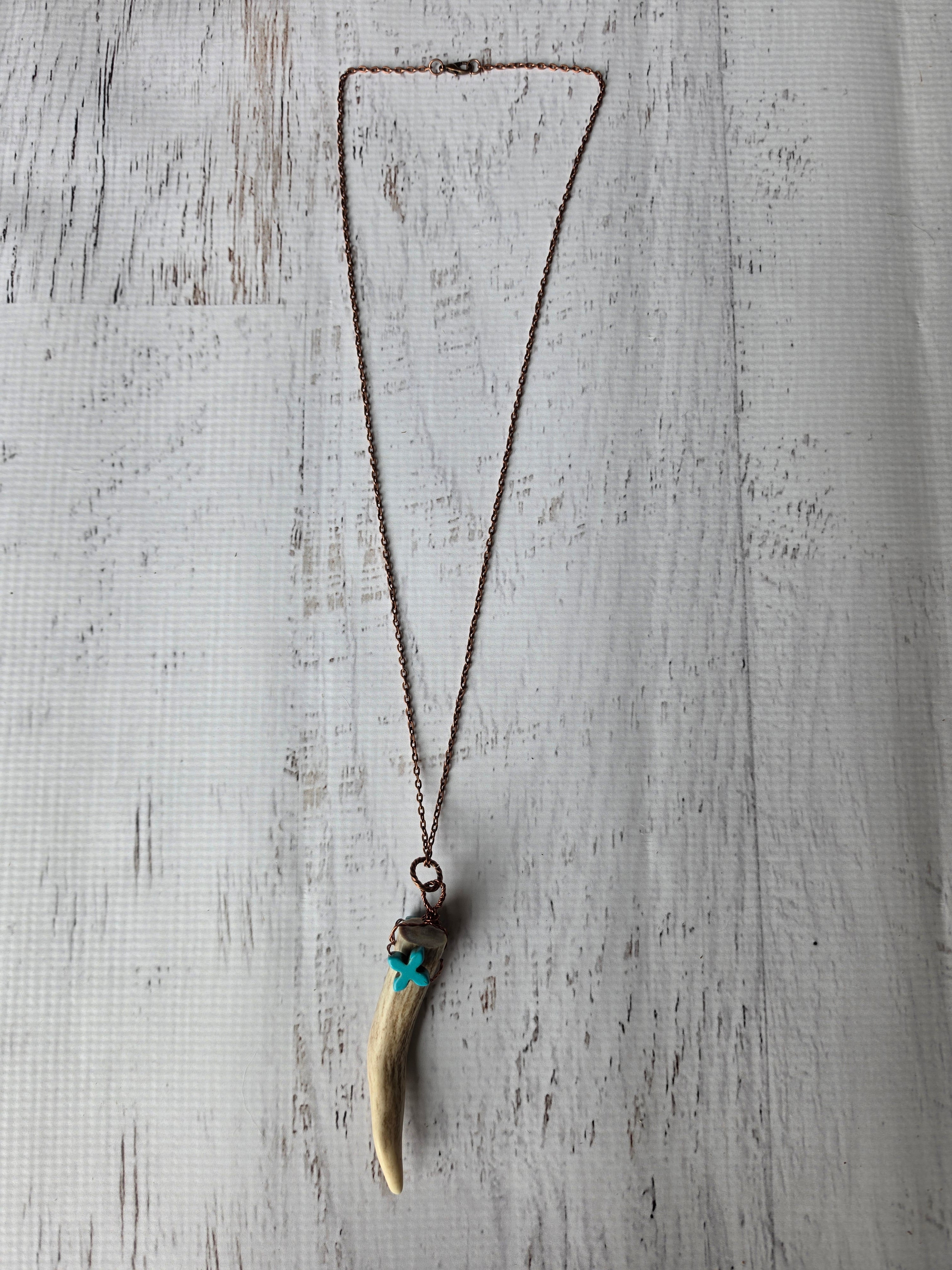 Deer Horn & Turquoise Cross Necklace Kit Free Video Tutorial