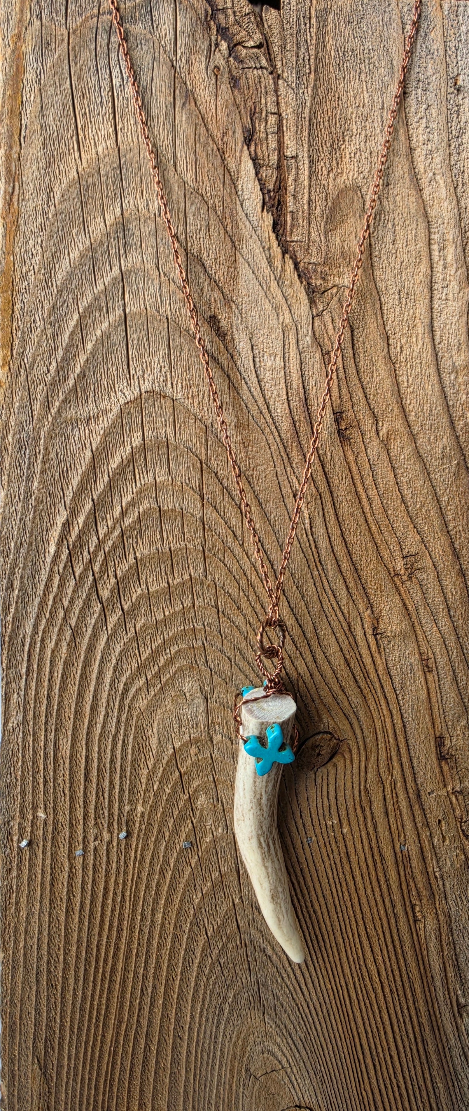Deer Horn & Turquoise Cross Necklace Kit Free Video Tutorial