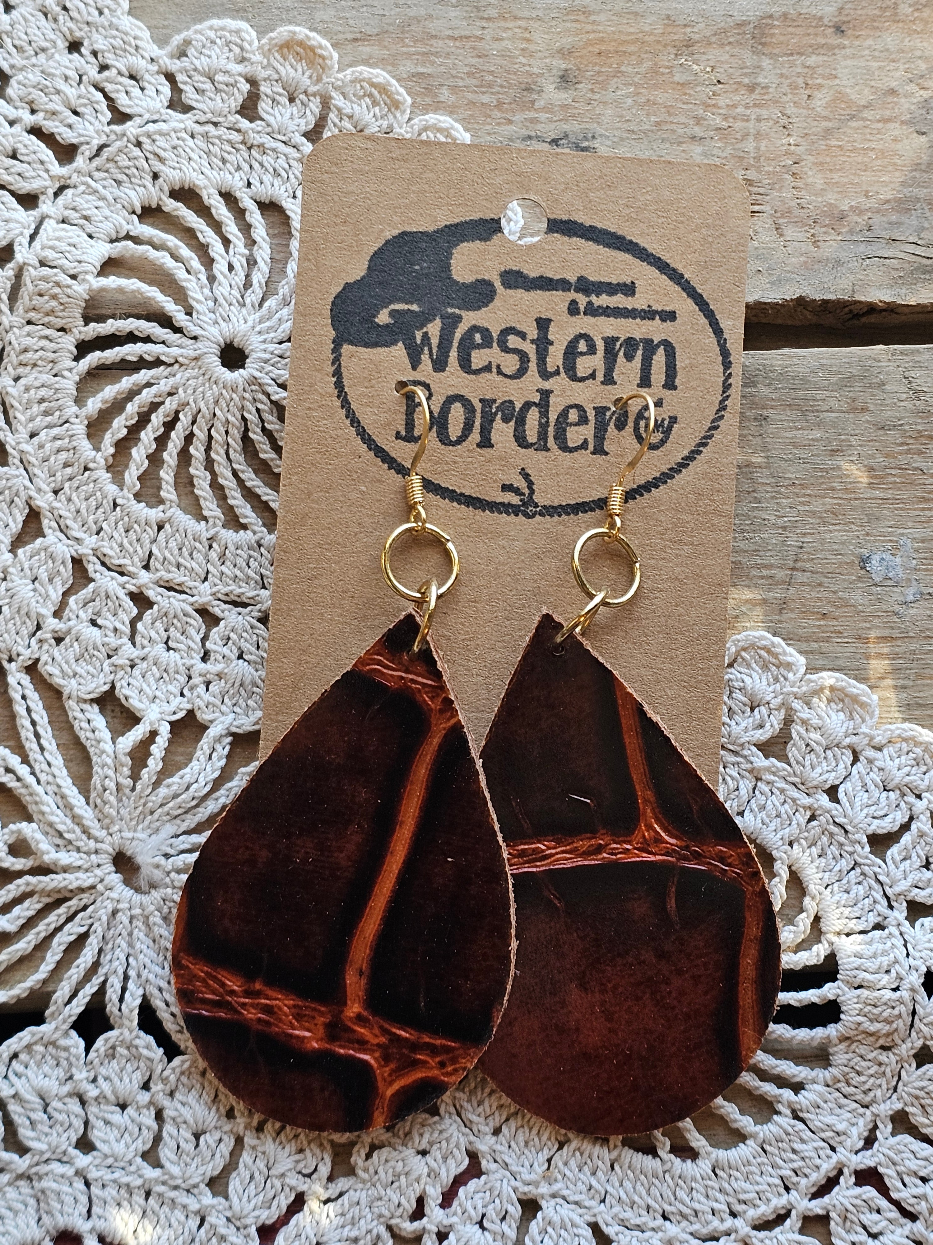 Tear Drop Earrings Brown