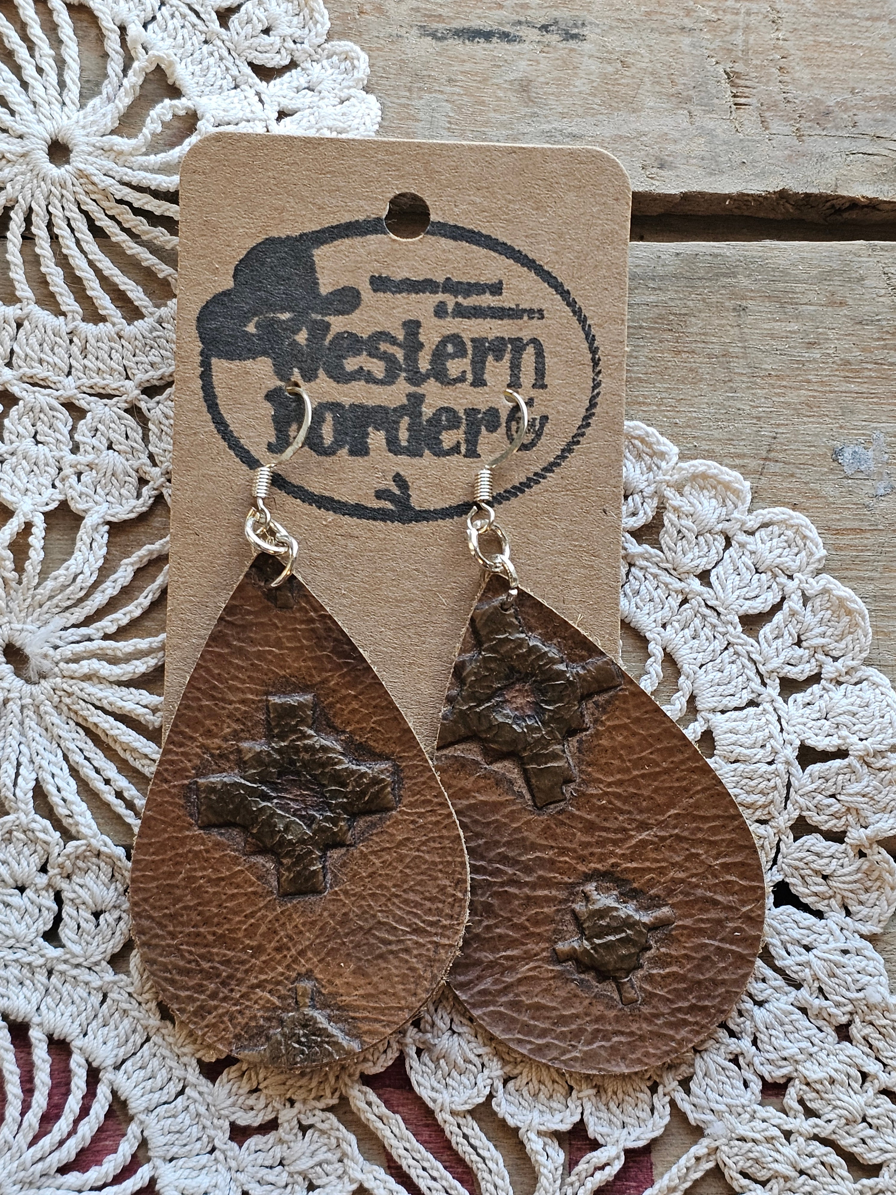 Tear Drop Earrings Brown