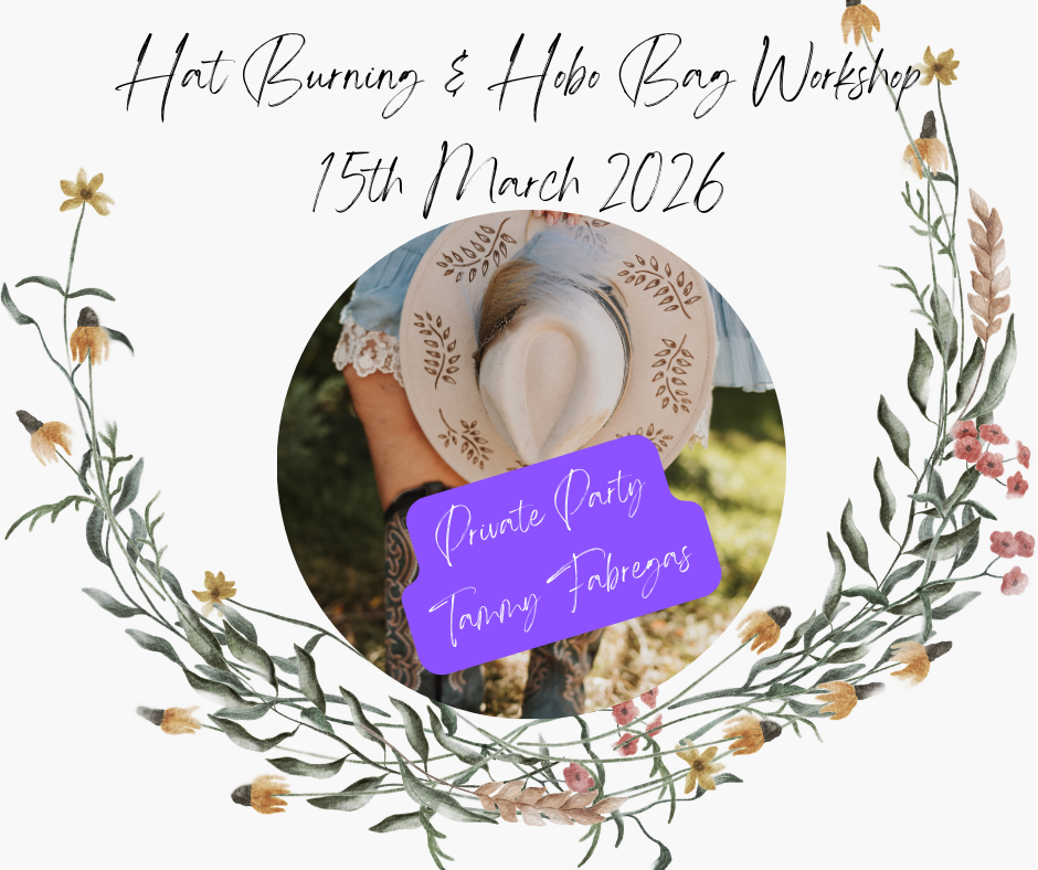 Hat Burning or Hobo Bag Workshop 15th March with Tammy Fabregas (Cannot be used with any coupons)