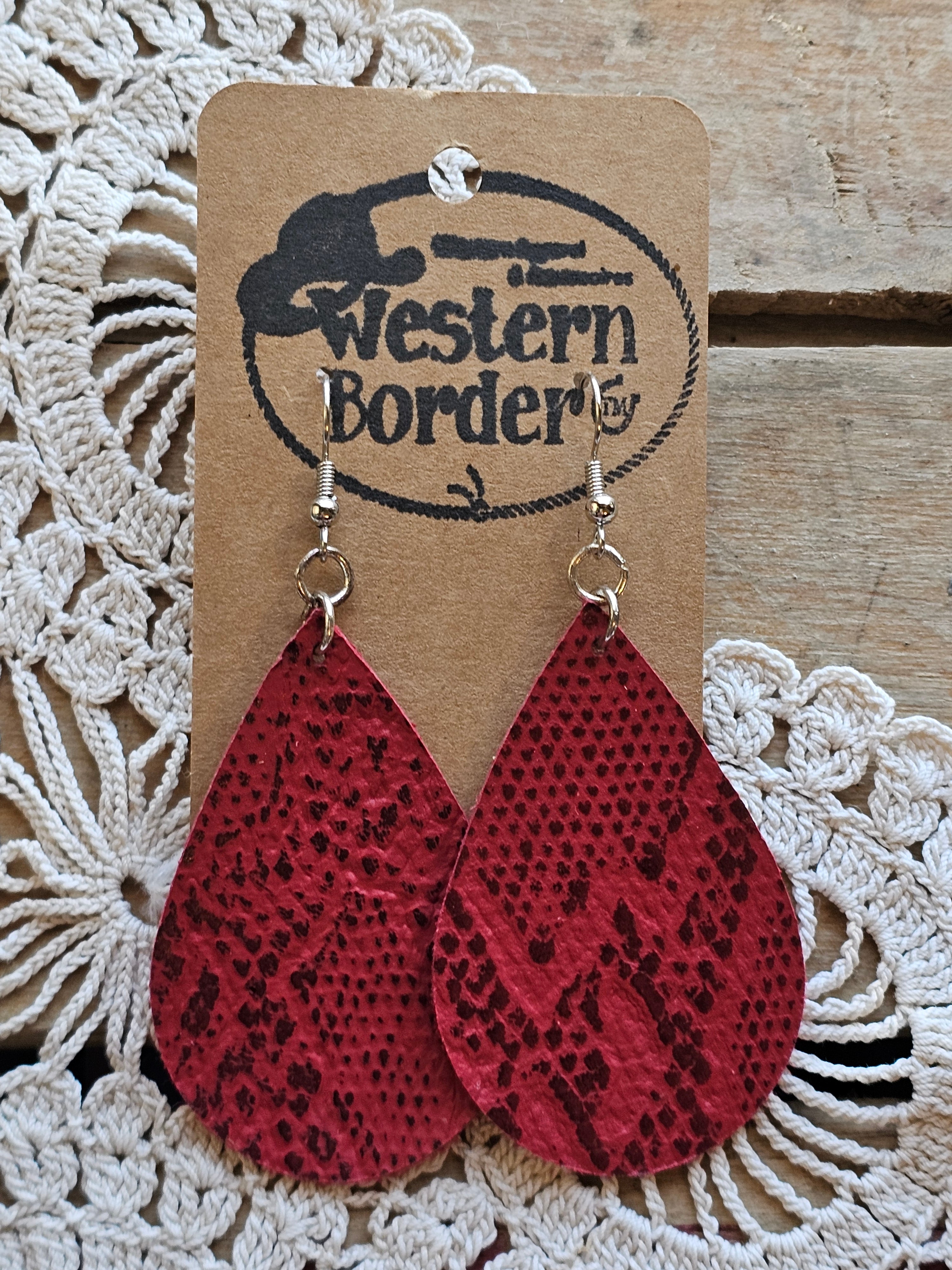 Tear Drop Earrings Red Valentine