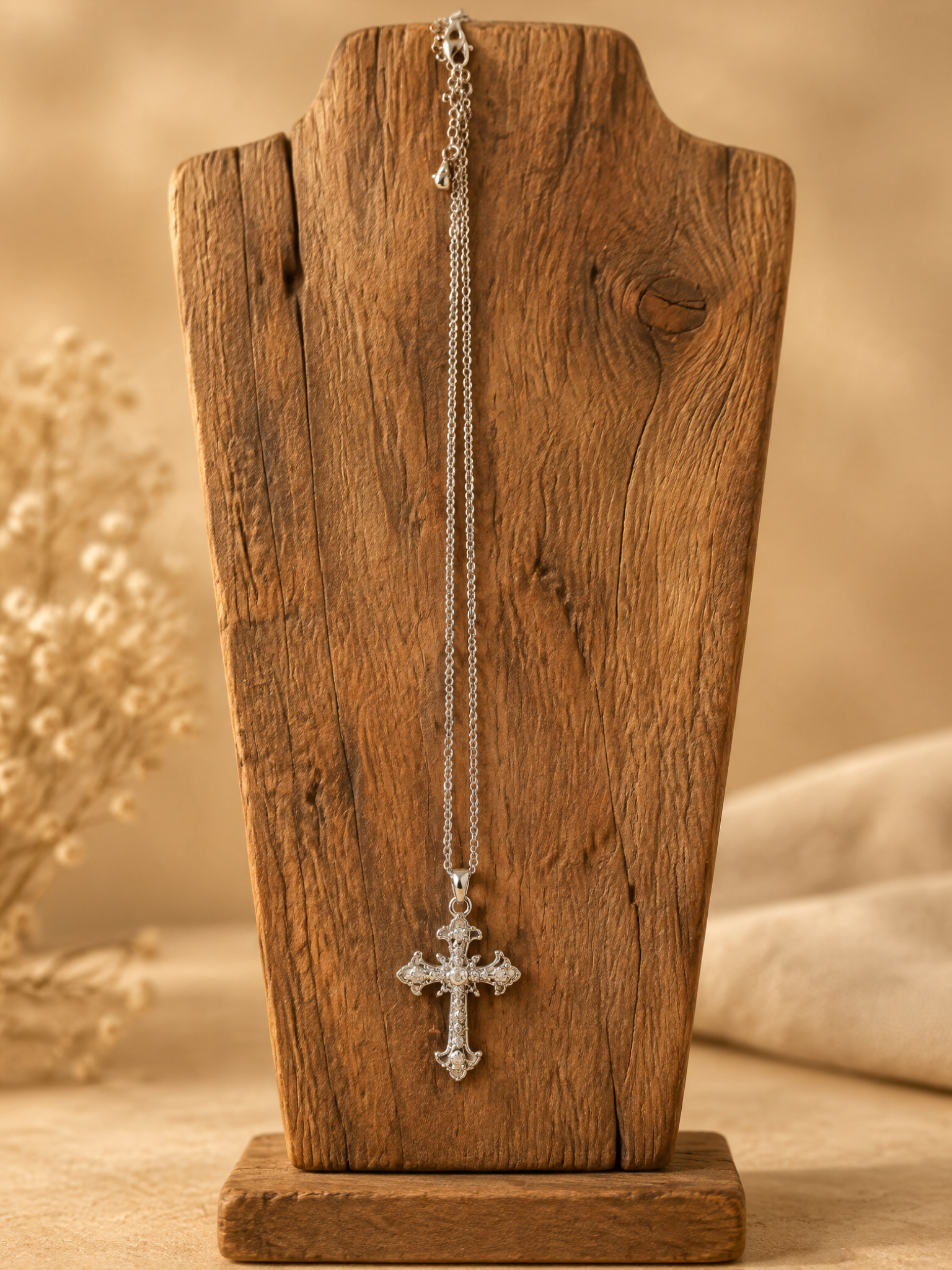Silver Cross Necklace with Crystals – A Timeless Symbol of Faith