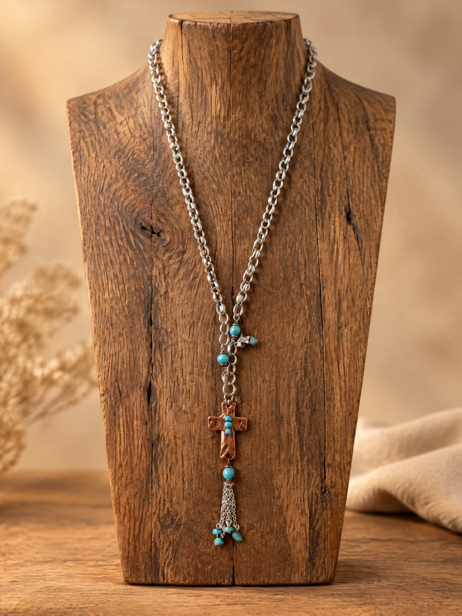 Silver and Turquoise Cross Necklace – Western Faith and Style