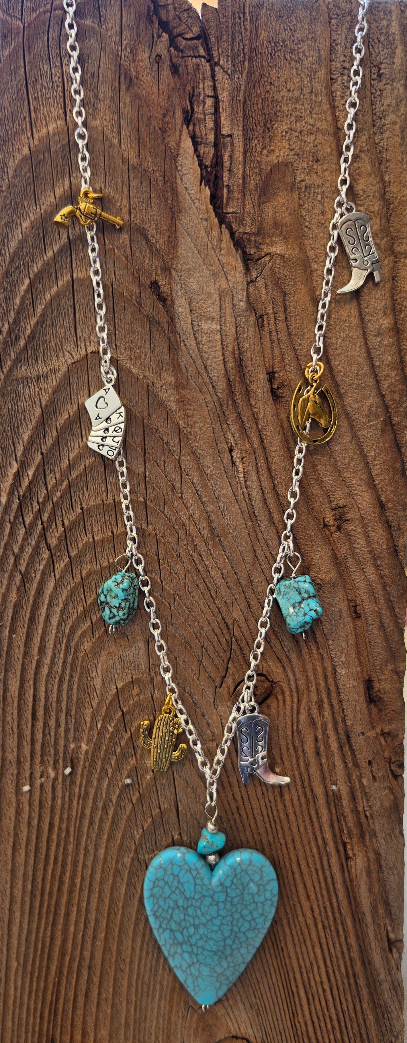 Turquoise Heart Charm Necklace Party Kit