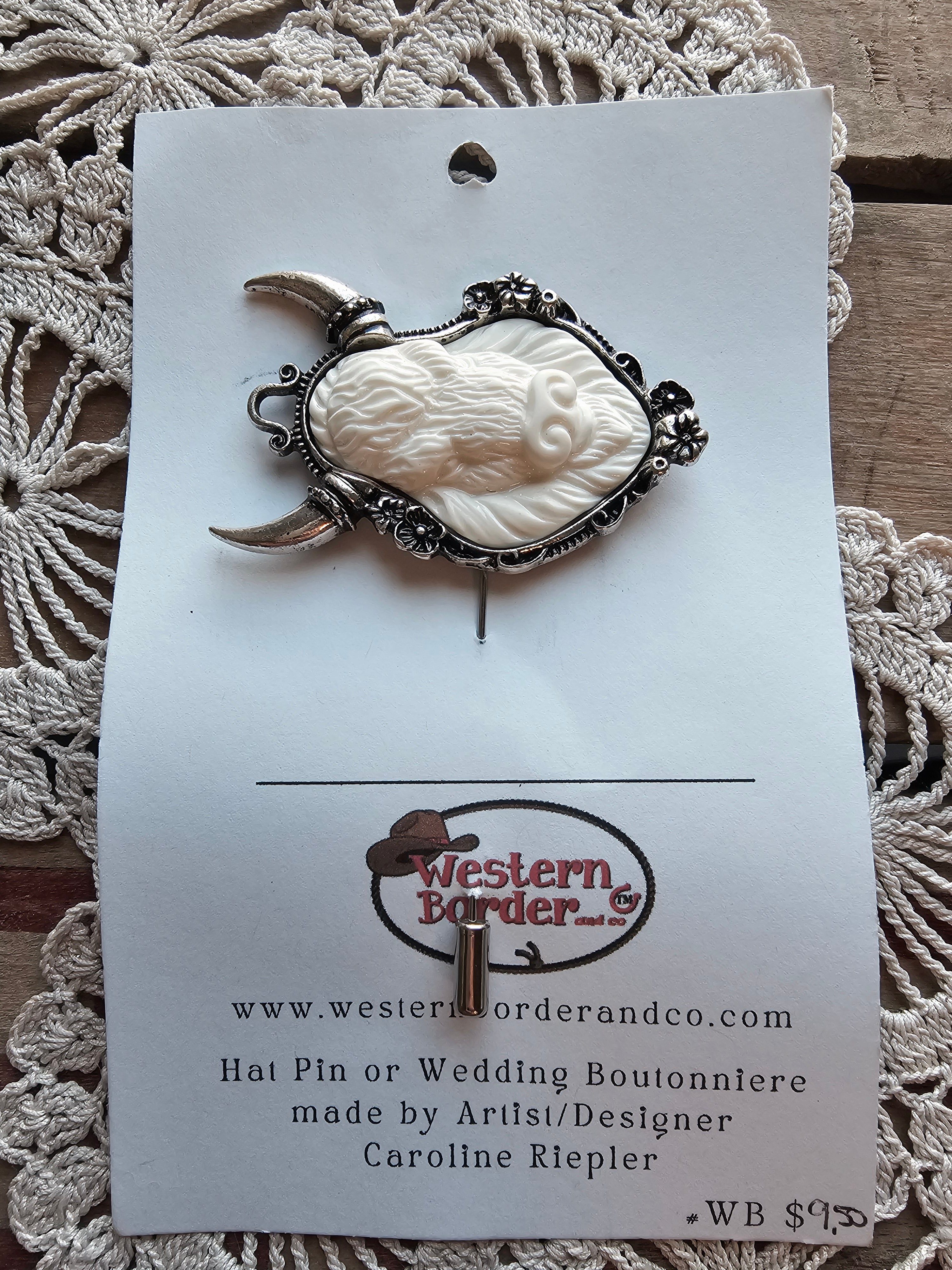 Hat Pin with Buffalo and Silver Metal
