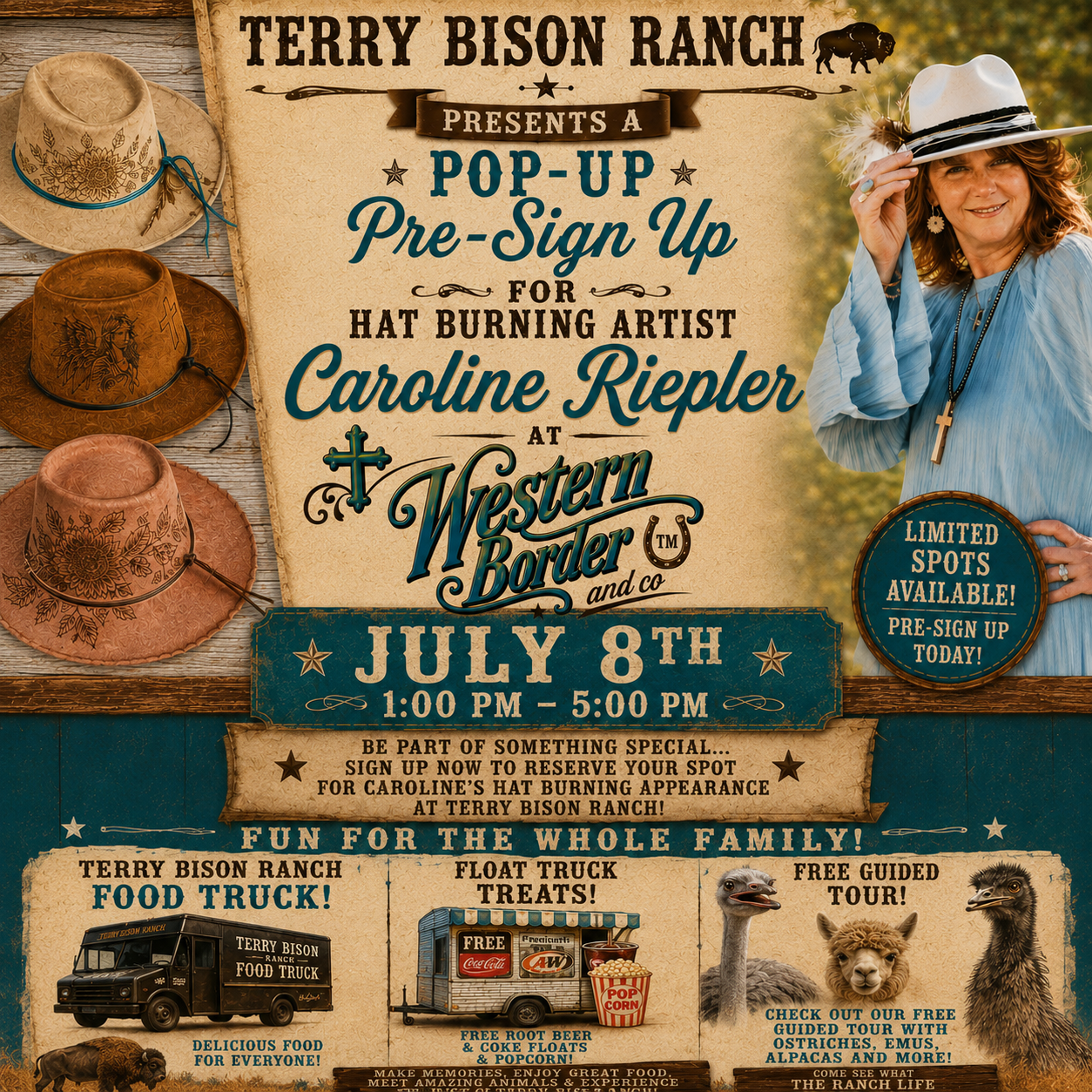 Hat Burning or Hobo Bag POP UP at the Terry Bison Ranch (pre-sign up and win a free workshop)