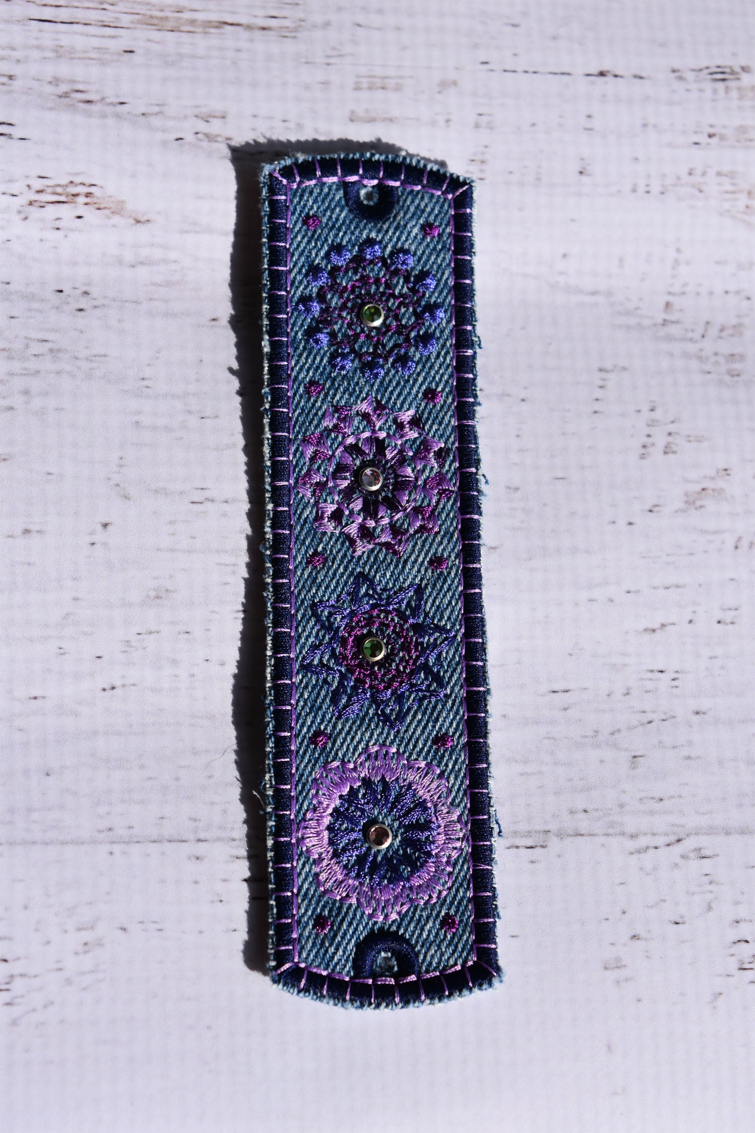 Healing Purple Embroidered Fabric Bracelet - Western Border and Co