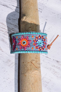 Sassy Cowgirl embroidered fabric bracelet - Western Border and Co