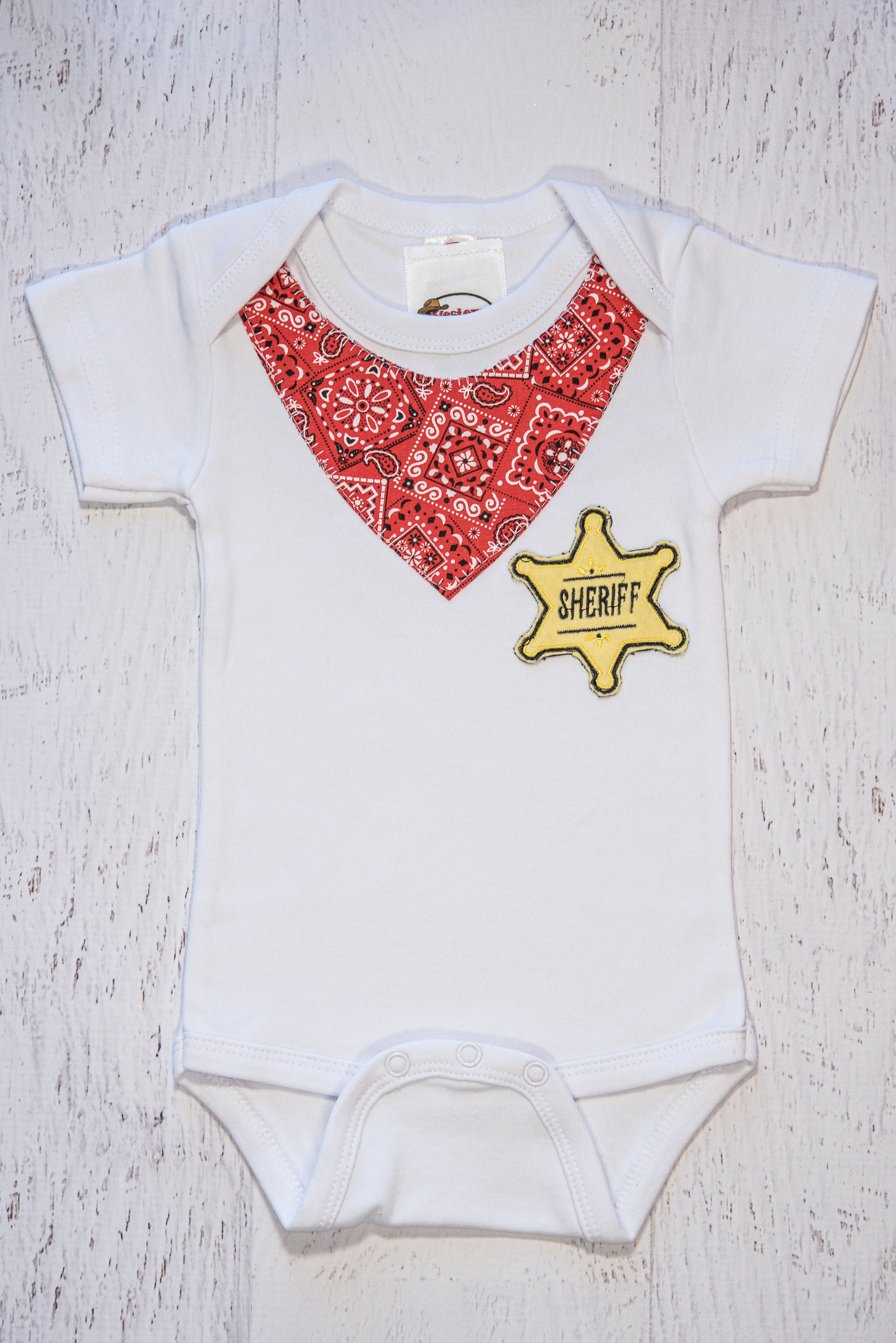 Sheriff Baby Creeper with Red Bandanna - Western Border and Co